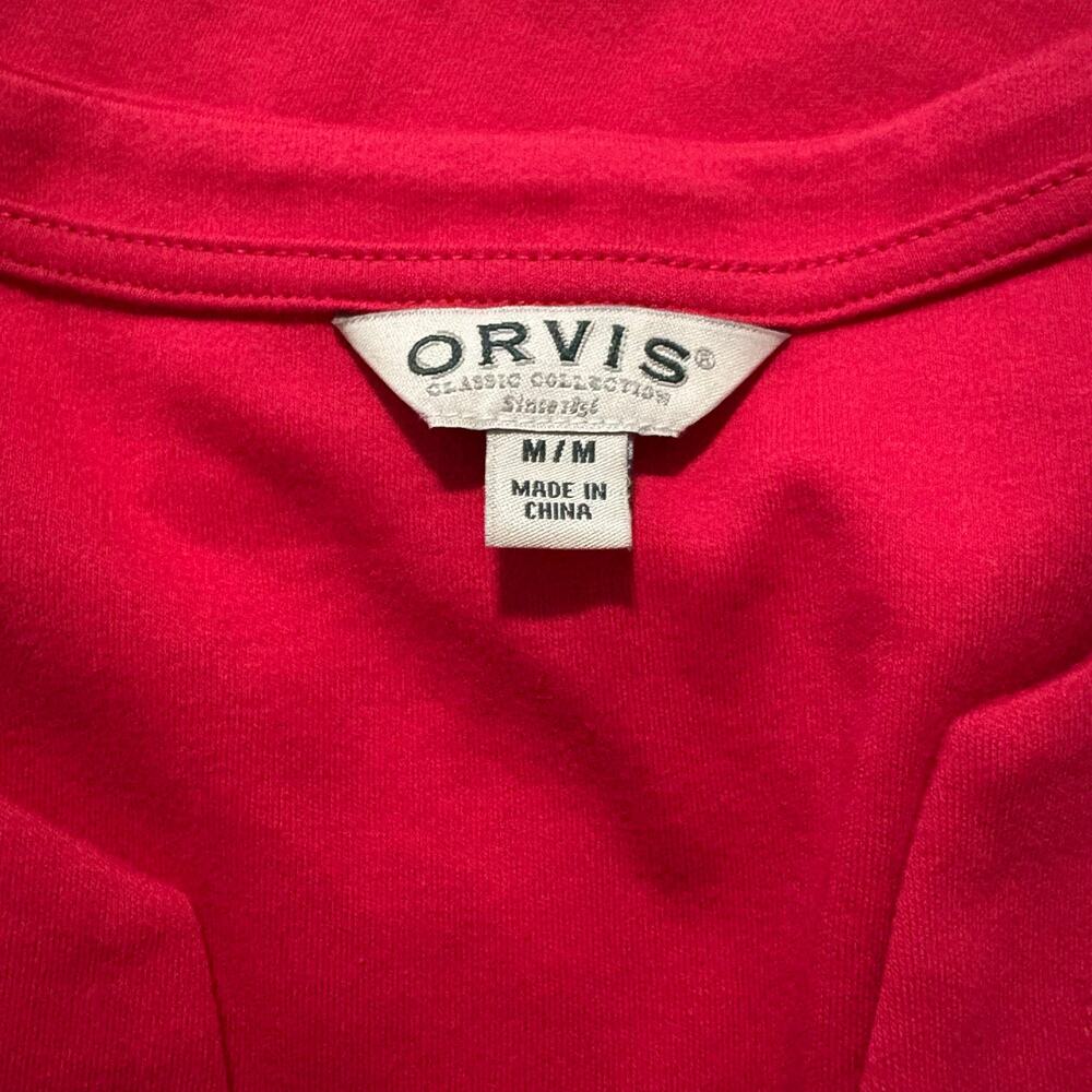 Orvis Classic Collection V-Neck 3/4 Sleeve Tee Magenta Medium | Pima - Picture 3 of 7
